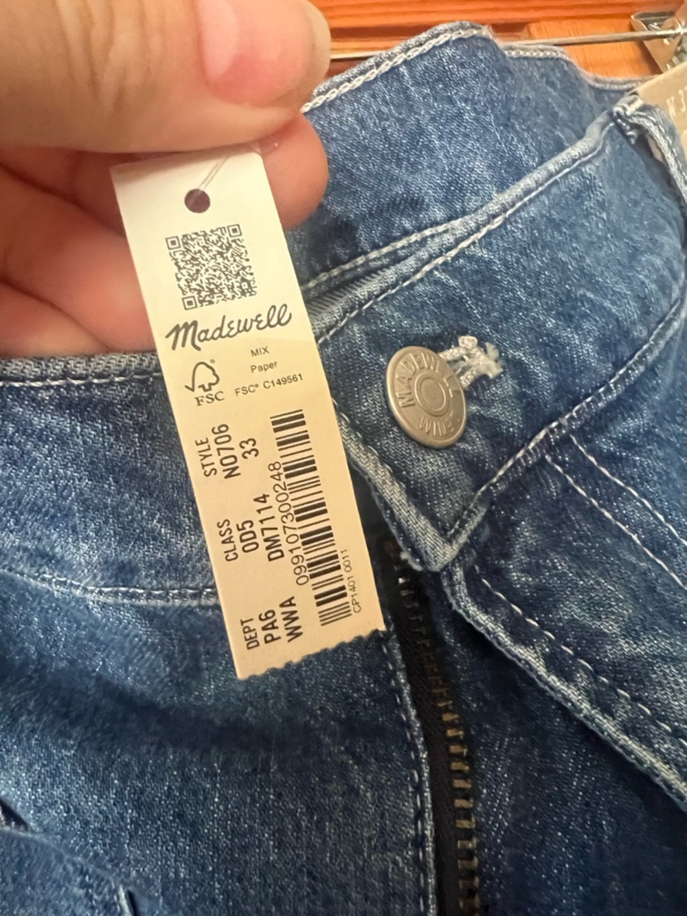 NWT Madewell Dark Blue Denim High-Rise Pocket Shorts - Picture 6 of 6